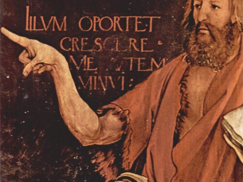 Perché un indice così lungo in questo quadro di Giovanni Battista?